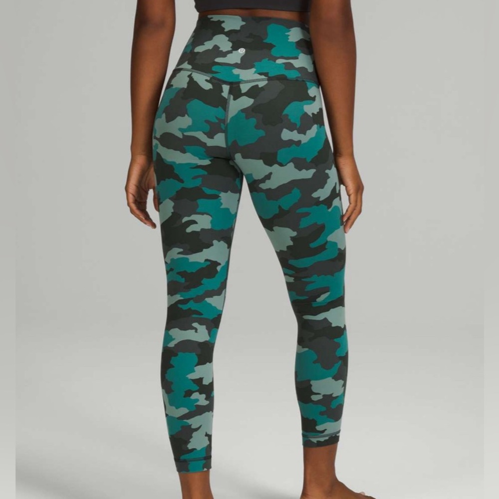 rare lululemon align leggings - camo tidewater teal